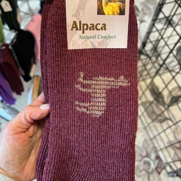 - Alpaca Socks with Image Burgundy Boot Socks - Picture 1 of 2